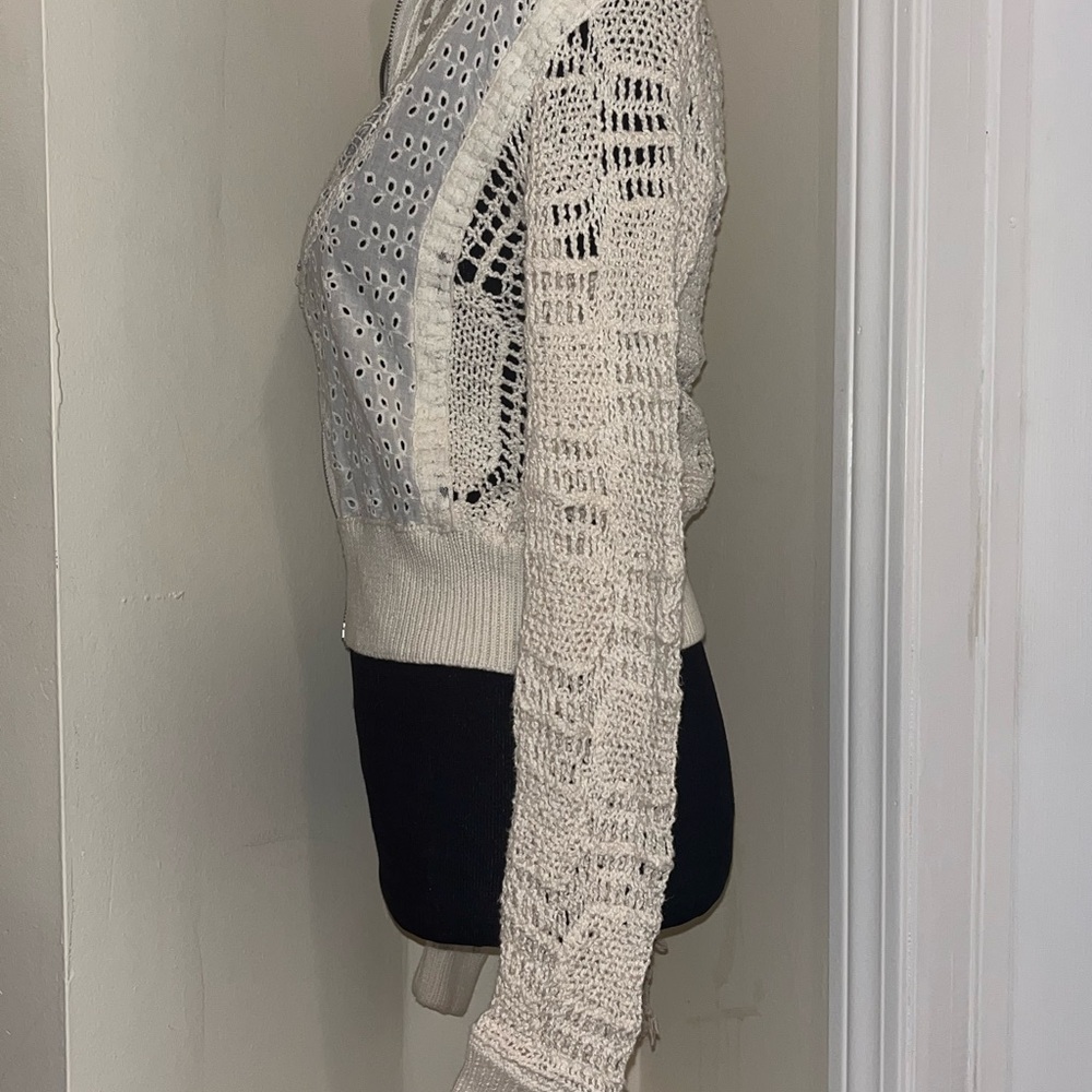 Free People White Lace zipper Crochet Cardigan - Picture 11 of 11